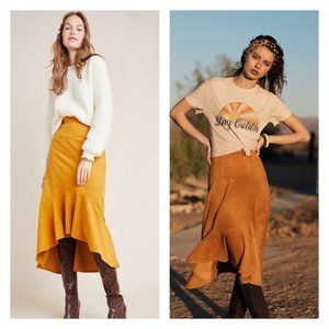 Anthropologie Maeve | Cosima Flounced Midi Skirt